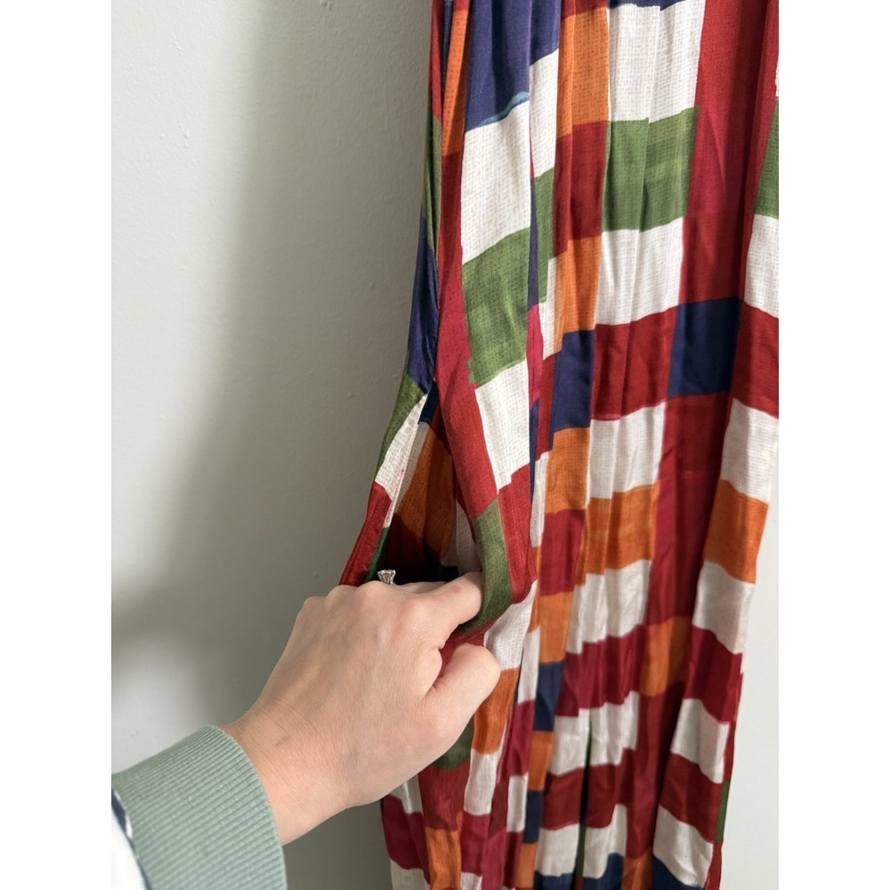 Farm Rio Anthropologie Jumpsuit Sz L Halter Mock Neck Gingham Colorful Festival - Picture 5 of 12